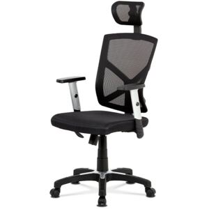 Kancelářská židle, potah černá látka MESH a síťovina, MESH, černý plastový kříž, KA-H104 BK