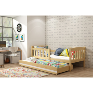 B2b1 BMS-group Dětská postel s přistýlkou KUBUS 2 80x190 cm, borovice/bílá Pěnová matrace