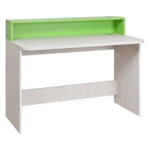 PC stůl Numero - dub bílý/zelená