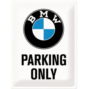 Nostalgic Art Plechová cedule: BMW Parking Only (bílá) - 40x30 cm 40x30 cm