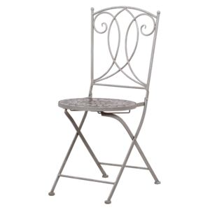 Zahradní židle, keramická mozaika, kov, šedý lak (designově ke stolu JF2228) JF2229