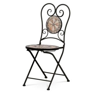 Zahradní židle, keramická mozaika, kov, černý lak (designově ke stolu JF2225) JF2226