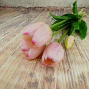 Umělé tulipány gumové- růžové, svazek 5 ks