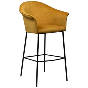 Hořčicová sametová barová židle DAN-FORM Kite