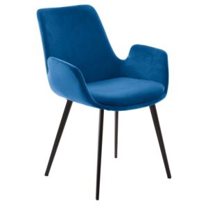 Modrá sametová jídelní židle LaForma Hermann
