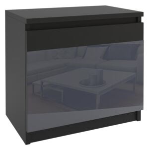 Noční stolek Beauty 1 - černá / šedý lesk