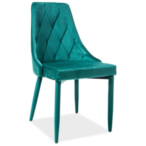 Jídelní židle čalouněná sametovou látkou v zelené barvě KN398