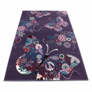 Dětský koberec Bella motýlci / fialová - 120 x 170 cm