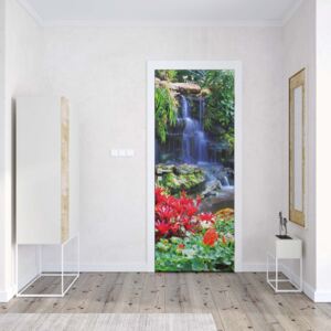 GLIX Fototapeta na dveře - Waterfall Forest Nature | 91x211 cm