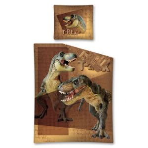Detexpol Povlečení Tyranosaurus Rex hnědá bavlna 140x200, 70x80 cm