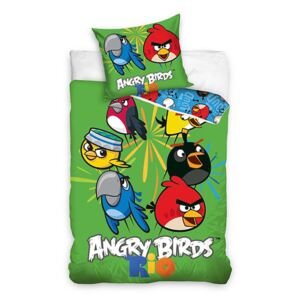 Carbotex Povlečení Angry Birds Rio zelená bavlna 140/200, 70/80cm