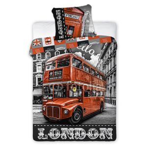 FARO Povlečení London Bus ulice Bavlna 140x200, 70/90 cm