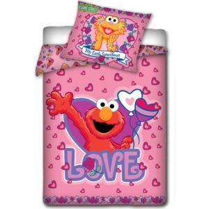 CARBOTEX Povlečení do postýlky Sesame Street růžová bavlna 100/135, 40/60 cm
