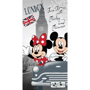 JERRY FABRICS Osuška Mickey a Minnie v Londýně Bavlna Froté 70/140 cm