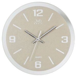 Skleněné šedivé nástěnné hodiny JVD quartz N27033.1