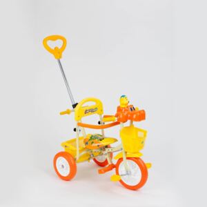 Tříkolka s vodící tyčí pro děti od 8–10* měsíců do 4 let - Žlutá