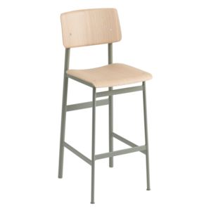 Muuto Barová židle Loft 75 cm, dusty green/oak