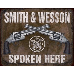 Plechová cedule: Smith & Wesson (Dva Revolvery) - 30x40 cm
