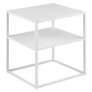 Kovový noční stolek 45x40 cm s policí v bílé barvě DO280