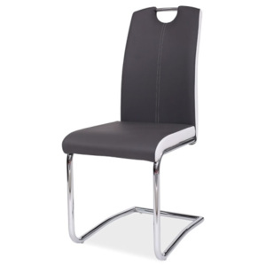 Jídelní židle s čalouněním v šedé ekokůži s bílými boky KN672