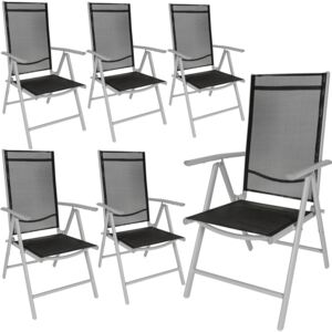 Tectake 404364 6 zahradní židle hliníkové - černá/stříbrná
