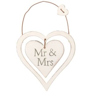 Dekorační srdce k zavěšení Mr & Mrs