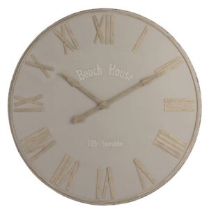 Béžové nástěnné kovové hodiny Beach House - Ø92cm
