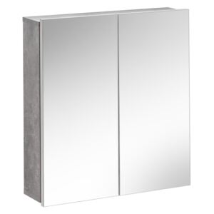 Závěsná skříňka se zrcadlem - ATELIER 840, šířka 60 cm, beton/lesklá bílá