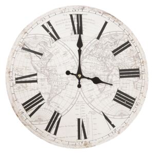 Bílé hodiny s římskými číslicemi World - 34*4 cm / 1xAA