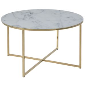 SCANDI Bílo-zlatý skleněný konferenční stolek Venice 80 cm