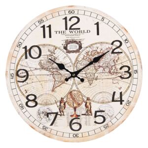 Vintage nástěnné hodiny The World – Ø 38 cm / 1*AA