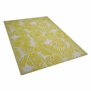 Oboustranný venkovní koberec s motivem palmových listů v žluté barvě 150x210 cm KOTA