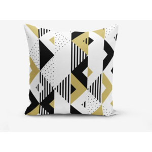 Povlak na polštář s příměsí bavlny Minimalist Cushion Covers Mustard Color Geometric Sekiller, 45 x 45 cm