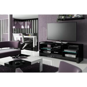 Televizní stolek ANDORA, černý (Moderní televizní stolek s LED)