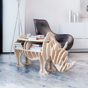 Dřevěný dekorační nosorožec stolek/police na knihy
