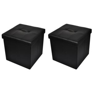 2 x Skládací podnožka / taburet s úložným prostorem černá