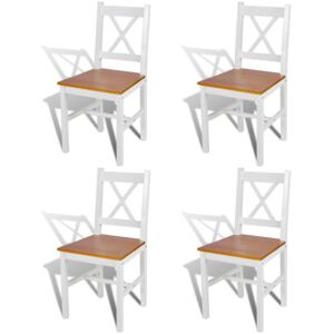 Jídelní židle 4 ks bílé borové dřevo