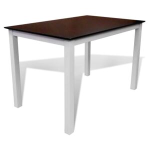 Hnědo-bílý jídelní stůl z masivního dřeva 110 cm