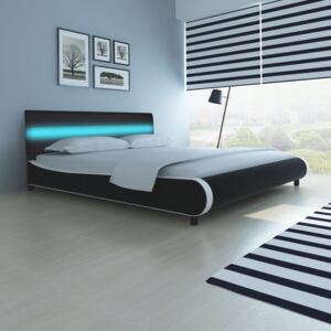 Rám postele s LED světlem černý umělá kůže 180 x 200 cm