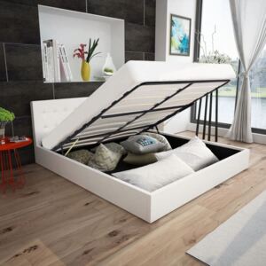 Rám postele s hydraulickým úložným prostorem bílý umělá kůže