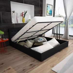 Rám postele s úložným prostorem černý umělá kůže 140 x 200 cm