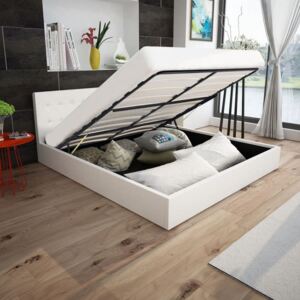 Rám postele s úložným prostorem bílý umělá kůže 180 x 200 cm