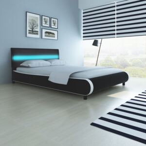 Rám postele s LED světlem černý umělá kůže 140 x 200 cm