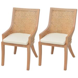 Jídelní židle 2 ks ratan a masivní mangovníkové dřevo