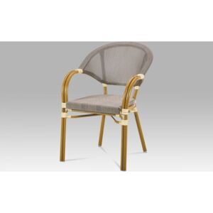 Zahradní židle, kov zlatá, plast hnědočerná