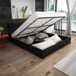 Rám postele s úložným prostorem černý umělá kůže 160 x 200 cm