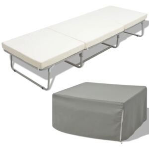 Skládací postel s matrací bílá ocel 70 x 200 cm