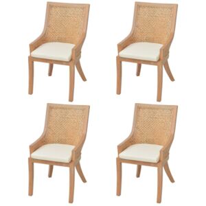 Jídelní židle 4 ks ratan a masivní mangovníkové dřevo