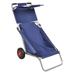 Přenosný plážový vozík, židle, stůl, tři v jednom, modrá barva