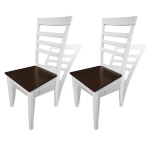 Jídelní židle 2 ks bílé a hnědé masivní dřevo a MDF